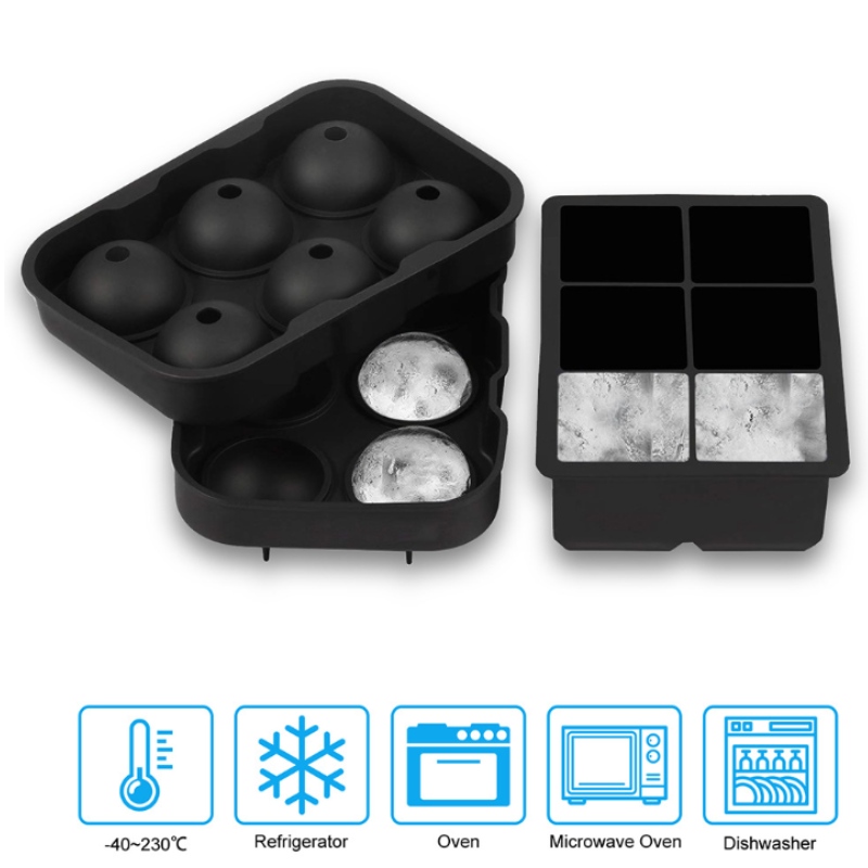 Silicone ice box set 6 with 6 ice lattice 2 pieces of whisky ice block mould wholesale