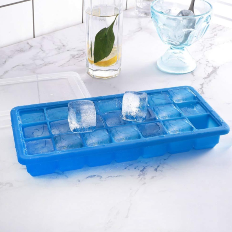 Silica gel 21 ice lattice household ice block 21 case with cover mould, frozen auxiliary food box ice grid can be customized with label