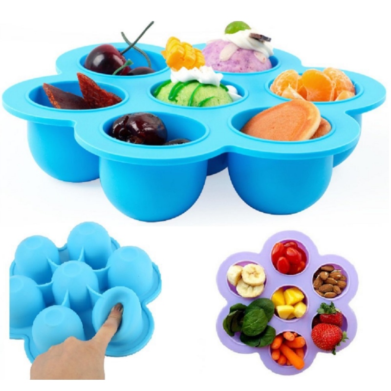 Silicone food box 7-hole multi-functional ice lattice baby food box baby food box portable